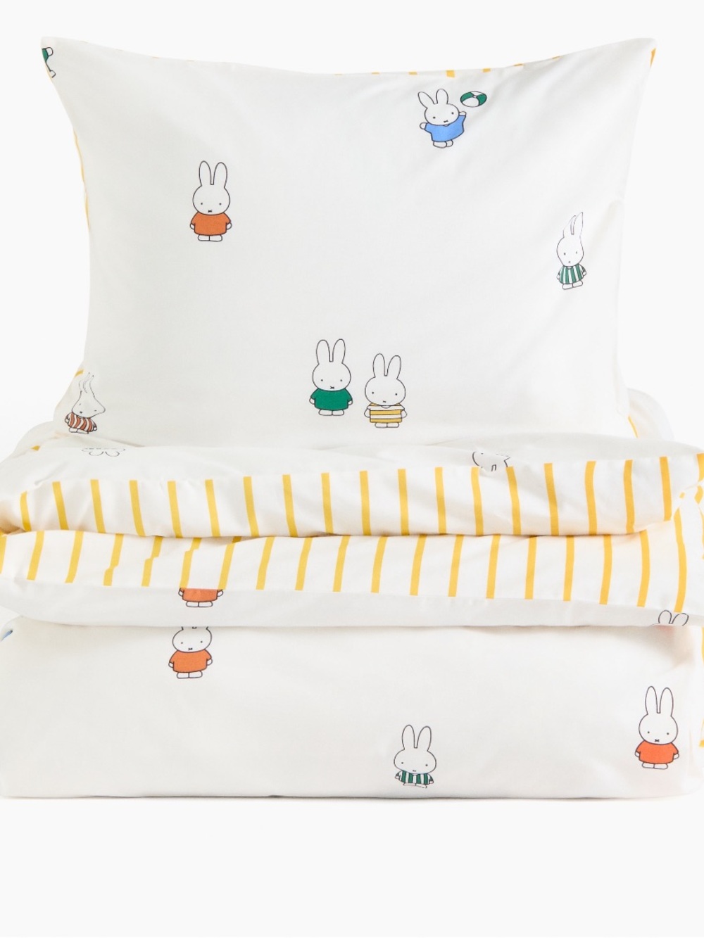 Miffy Yellow Stripe Twin Duvet set with matching pillow case